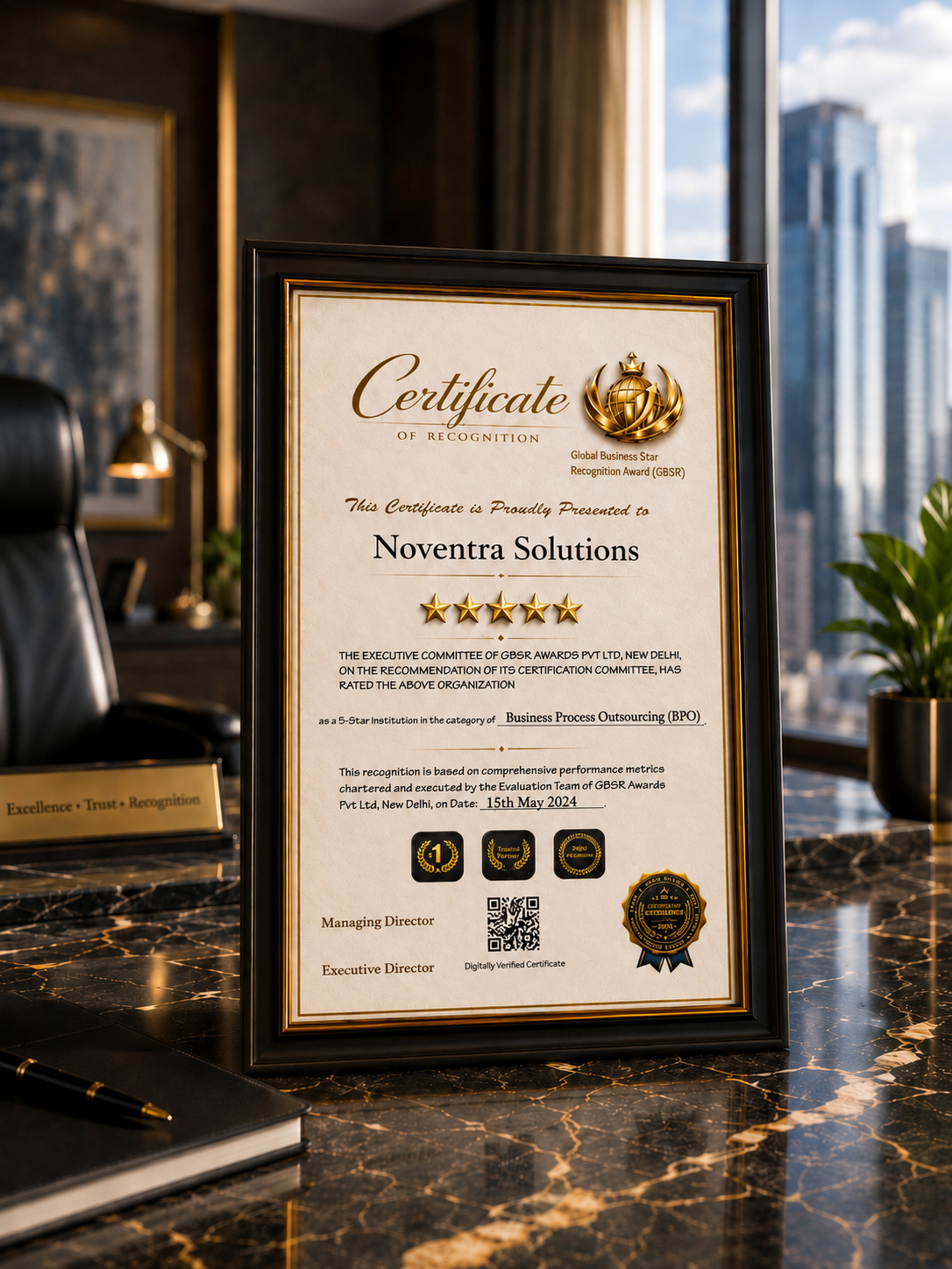GBSR verified certificate display